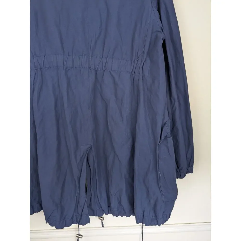 L'Agence Parka Jacket Metallic Utility Designer Luxury Pockets Blue Size M